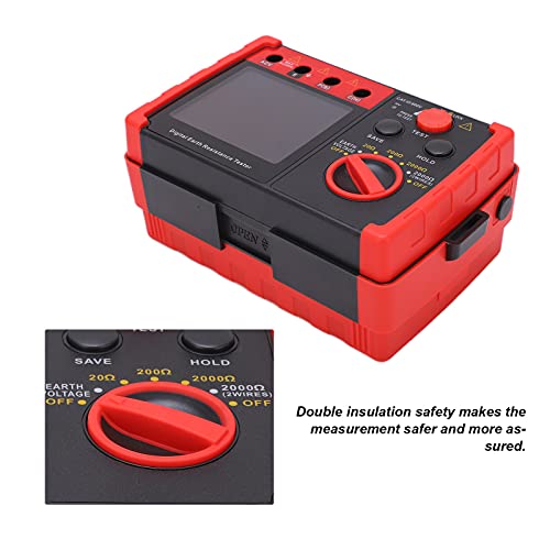 Eujgoov Digital Earth Resistance Tester, 2000 Ohm Ground Resistance Meter