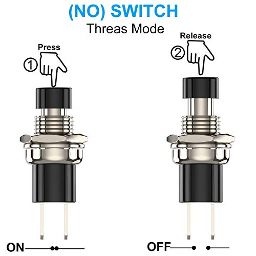 Momentary Push Button Switch, 1A 250VAC SPST Mini Pushbutton Switches Normally Open(NO) Black & Red Cap - 10pcs - color: Black&Red, size: NO-10