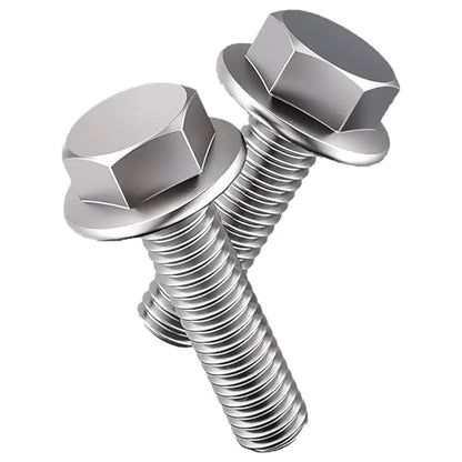 M8-1.25 x 35mm Flanged Hex Head Bolts Flange Hexagon Screws, Stainless Steel 18-8 (304), Plain Finish，15PCS - size: M8x35, style: Flange Head
