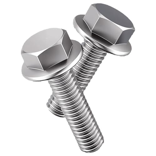 M6-1.0 x 16mm Flanged Hex Head Bolts Flange Hexagon Screws, Stainless Steel 18-8 (304), Plain Finish，20PCS - size: M6x16, style: Flange Head