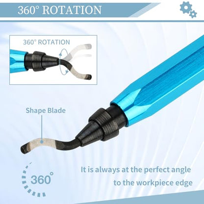 Deburring Tool with 12 HSS Blades for Metal Resin PVC 3D Print - color: Blue