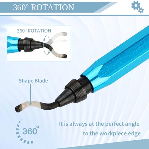 Deburring Tool with 12 HSS Blades for Metal Resin PVC 3D Print - color: Blue