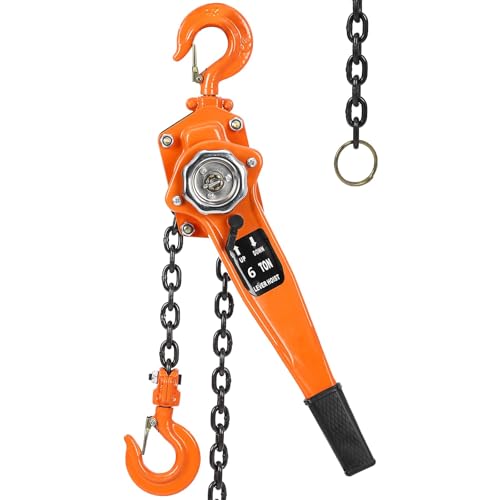 3T 6000LBS Manual Lever Chain Hoist - 20FT Lift Heavy Duty Chain Hoist with 2 Hooks, 360 Rotation Hook, Mechanical Efficiency, High-Quality G80 Lifting Chain - color: 3 Ton, size: 20 Ft Lift Lever Hoist