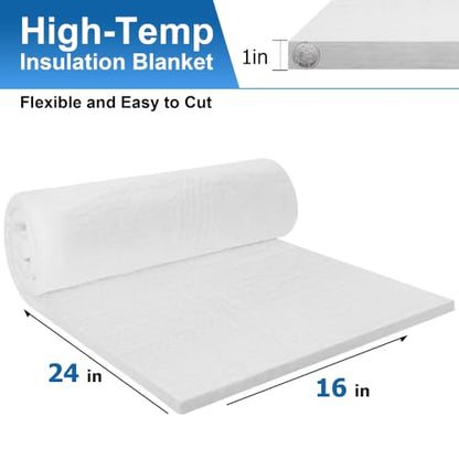 Ceramic Fiber Blanket, 24" x 16" x 1" (Thick), Rated to 2600°F - size: 24"×16"×1"/1 piece