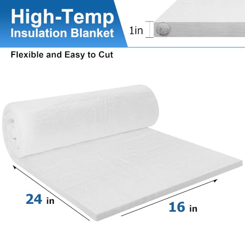 Ceramic Fiber Blanket, 24" x 16" x 1" (Thick), Rated to 2600°F - size: 24"×16"×1"/1 piece