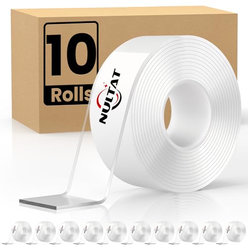 NULTAT 100 Feet Double Sided Tape Heavy Duty, Nano Reusable, Removable, Washable Double Stick Tape for Wall, Clear Multipurpose Two Sided Adhesive Tape 1.18" x 120" (100 Feet) - size: 100 feet