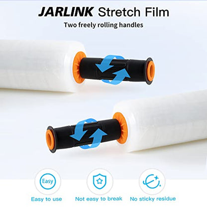 JARLINK Stretch Film, 15" x 1000' Shrink Pallet Wrap W/Handles, 60 Gauge - size: 1 Pack, style: Orange Handles
