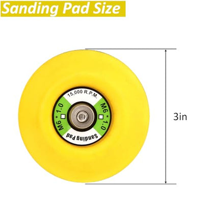 3-Inch Dual-Action Hook & Loop Fastener Flexible Backing Plate, 3" Sanding Back Pad for Orbital Sander M6*1.0 Thread(6mm) - style: M6
