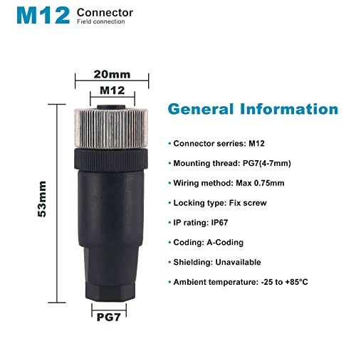 M12 4-Pin Female Circular Aviation Connector Plug 12mm Waterproof Circular Aviation Connector Plug Adapter 4 Pack - color: Female, size: 4Pin Straight