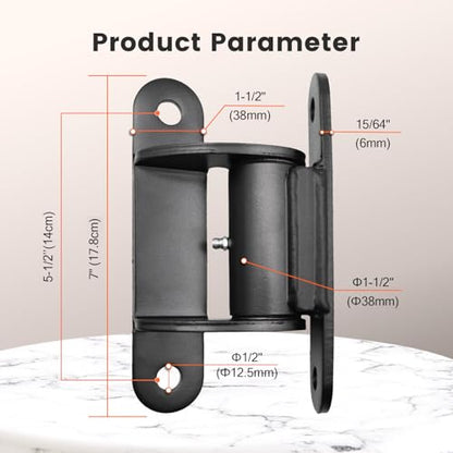 Heavy Duty Gate Hinges with Sealed Bearings and 8 Screws, Adjustable Yoke Pivot, Suitable for Large Driveway Gates Up to 1100 Pounds, Two Pack, Carbon Black (Curved Flat Hinge) - color: Curved flat hinge