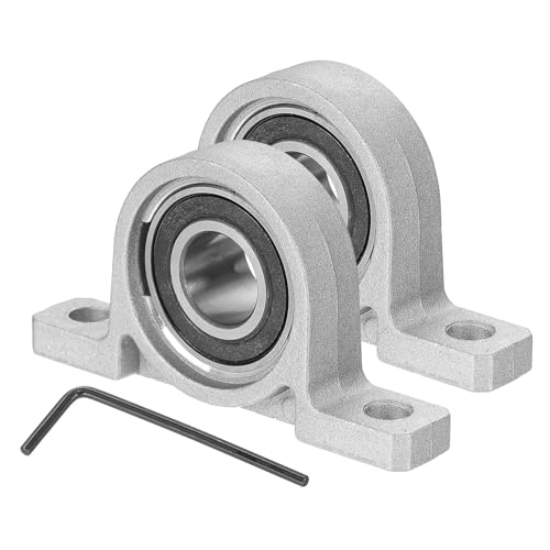 MECCANIXITY Pillow Block Bearing 9/16" (15mm) Bore Vertical Zinc Alloy Steel Mounted Flange Pillow Block Self-Alignment Insert Bearings Housing Pack of 2, KP002 - size: 15mm