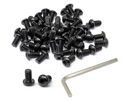 iexcell 50 Pcs 1/4-20 x 7/16" Stainless Steel 304 Hex Socket Button Head Cap Screws Bolts, Black Oxide Finish, with Hex Key Spanner - size: 1/4-20 x 7/16"