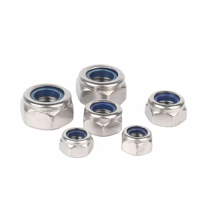 M6-1 Lock Nuts, M6 Nylon Insert Locknuts 304 Stainless Self Clinching Nuts, Bright Finish, Full Thread Nylock Nuts,100Pcs - size: M6(100PCS)
