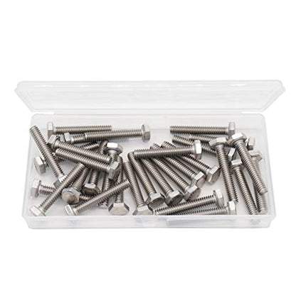 50pcs 1/4-20 x 3 Hex Bolts Spring Flat Washers Hex Nuts Nylon Inserted Lock Nuts, 304 Stainless Steel / A2-70/18-8, Plain Finish, Full Thread - size: 1/4-20" x 3" (10-Pack)