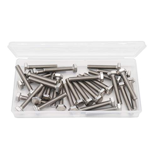 50pcs 1/4-20 x 3 Hex Bolts Spring Flat Washers Hex Nuts Nylon Inserted Lock Nuts, 304 Stainless Steel / A2-70/18-8, Plain Finish, Full Thread - size: 1/4-20" x 3" (10-Pack)