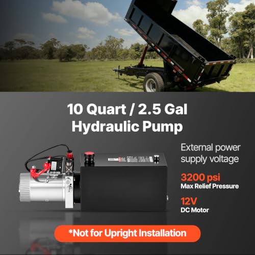 VEVOR 10 Quart Hydraulic Pump DC 12V 1.6KW Double Acting Dump Trailer Pump - size: 10 Quart, style: Double Acting
