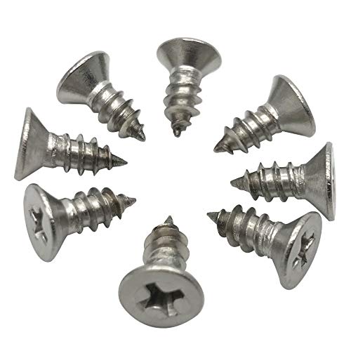 5 x 12mm Screw, Flat Head, Phillips Drive, Self Drilling, 304 Stainless Steel Drywall Wood Screws 100Pcs - size: 5 x 12mm