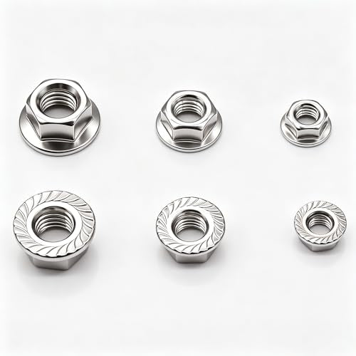 50PCS M8 x 1.25mm Thread 304 SS Hex Flange Nuts - color: Silver, size: M8x1.25 (50pcs)