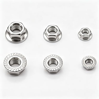 50PCS M8 x 1.25mm Thread 304 SS Hex Flange Nuts - color: Silver, size: M8x1.25 (50pcs)