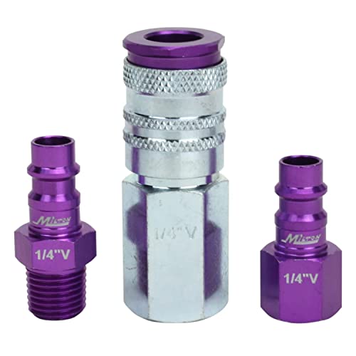 Milton S-303VKIT HIGHFLOWPRO Coupler & Plug Kit V-Style 1/4 NPT Purple - 3 Pieces - size: 3 count