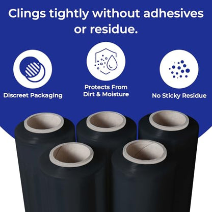 Rosmonde Bulk Plastic Wrap, 5 Pack, True 18" x 1500 ft Black Shrink Wrap - color: Black, size: 5 Pack | Bulk Value