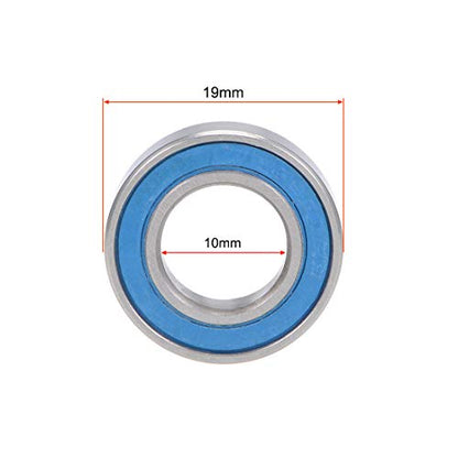 uxcell 6800-2RS Deep Groove Ball Bearings 10mm x 19mm x 5mm Double Sealed Chrome Steel Blue Cover P6(ABEC3) 2pcs - size: 10x19x5mm