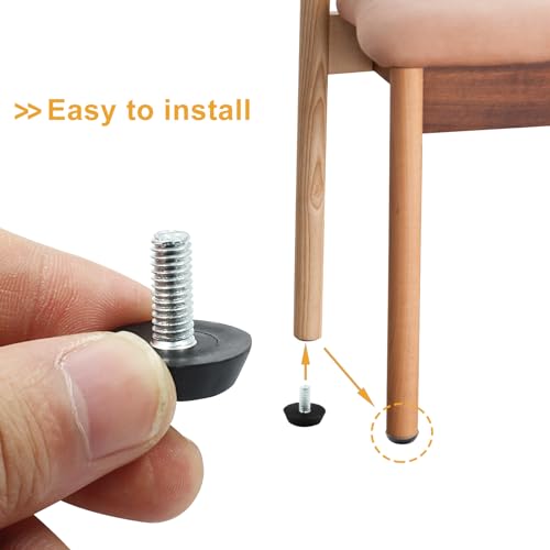 8 Pcs Furniture Levelers M6 x 15mm, Black Adjuster - size: M6 x 15mm