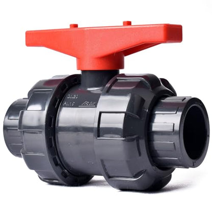UPVC True Union Ball Valve 1-1/2", Pool True Union Full Flow Ball Valve for Water System, U.S. ASTM EPDM O-Rings, Rated at 230 PSI, 1 1/2 inch Socket (1 1/2") - size: 1-1/2" (1Pcs)