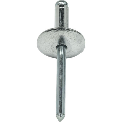 Fastenere Large Flange Pop Rivets - 3/16" x 3/8" (50 Pack) Aluminum Body Steel Mandrel, Heavy Duty Dome Head Blind Rivets, Open End 6-6 Gap .251" - .375" - Corrosion Resistant, High Shear Strength - size: 3/16" x 3/8" (6-6) (50 Pack)