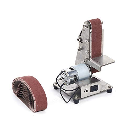 Grinder Electric Belt Sander, 100W Belt Sander Electric Sanding Polishing Grinding Machine 4500-9000RPM Adjustable Speed Wood Sanding Tool for DIY Woodworking, Knife Making (775 Spindle Motor)