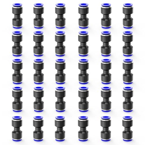 30-PACK 4MM Tube OD Straight Push to Connect Fittings,PU-4 Union/Coupler Pneumatic Quick Connect Air Line Push Lock Hose Fittings - size: 4MM OD/BLUE
