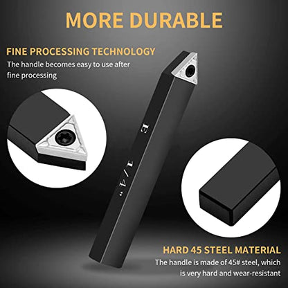 1/4" Indexable Carbide Turning Inserts Holder Set for Machining Lathes - size: 1/4 in