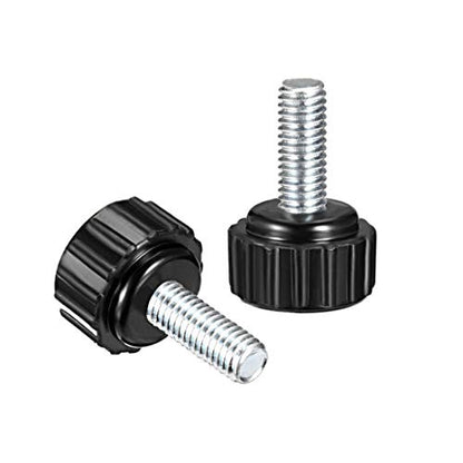 uxcell 4pcs Knurled Clamping Knobs M5 x 15mm Metric Zinc Plated Carbon Steel Male Thread Thumb Screw on Type 16mm Plastic Round Head Threaded Hand Bolt Stud Knobs Black - size: M5 x 15mm x 16mm
