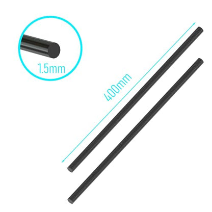 10Pcs Carbon Fiber Rod, 1.5mm x 400mm - size: 1.5mm x 400mm-10PC