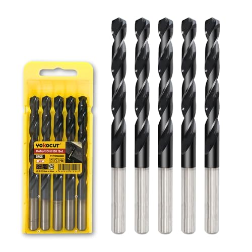 3/8 Inch Cobalt Drill Bit 5PCS | High Speed Steel | Drill Bit for Stainless Steel and Hardened Metal | HSS M35 Titanium Aluminum Nitride Coating - size: 3/8 Inch