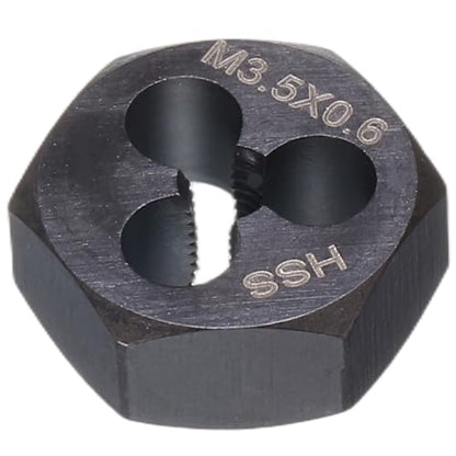 HARFINGTON Hex Threading Die M3.5 x 0.6 Metric Thread Right Hand High Speed Steel Rethreading Fixed Die Screw Cutting Tapping Repair Tool - size: M3.5 x 0.6