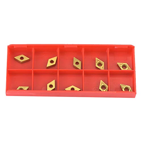 DCMT Carbide Insert Turning Blades, 10-Piece Set with PVD Coating for High Precision CNC Lathe Cutting Tools Suitable for Steel and Cast Iron Machining