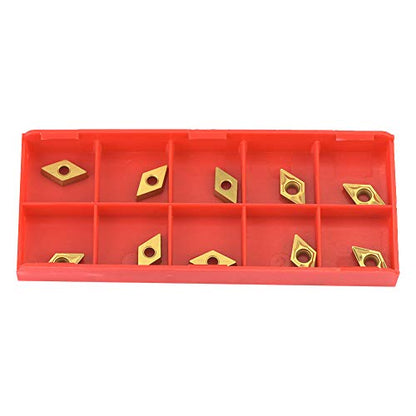 DCMT Carbide Insert Turning Blades, 10-Piece Set with PVD Coating for High Precision CNC Lathe Cutting Tools Suitable for Steel and Cast Iron Machining