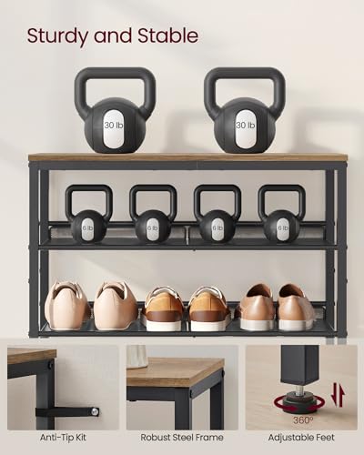 VASAGLE 5-Tier Shoe Rack, Adjustable, Freestanding - color: Honey Brown + Ink Black, size: 5 Tiers (29.5"W)