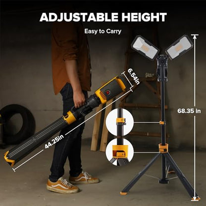 LUTEC Upgraded 6290Max 11000 Lumen 92W Dimmable LED Work Light with Stand - color: Black-Max-11000LM