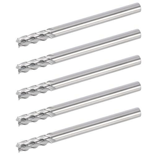 1/4" Ceramic Square End Mill 4 Flute Milling Bits Set for Steel 5pcs - size: 1/4 inch