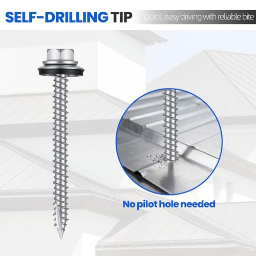 Kryonix Metal Roofing Screws #10 x 1-1/2", 330pcs, Ruspert Coating Screws - size: #10×1-1/2”