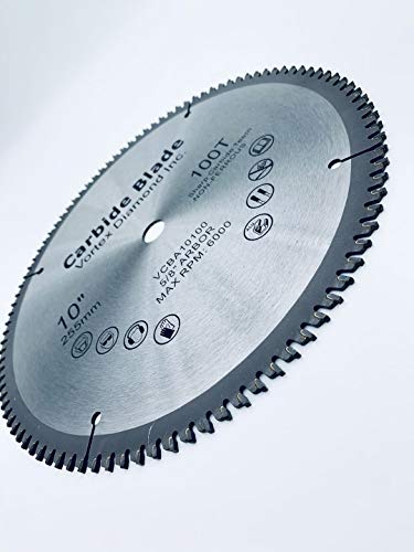 VORTEX DIAMOND 10 Inch 100 Teeth Aluminum Non-Ferrous Metal Circular Saw Blade with 5/8" Arbor (10 Inch 100 Teeth)