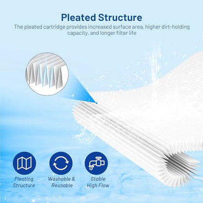 5 Micron 10" x 2.5" Pleated Sediment Well Water Filter Cartridge, 6 Pack - size: 5 Micron