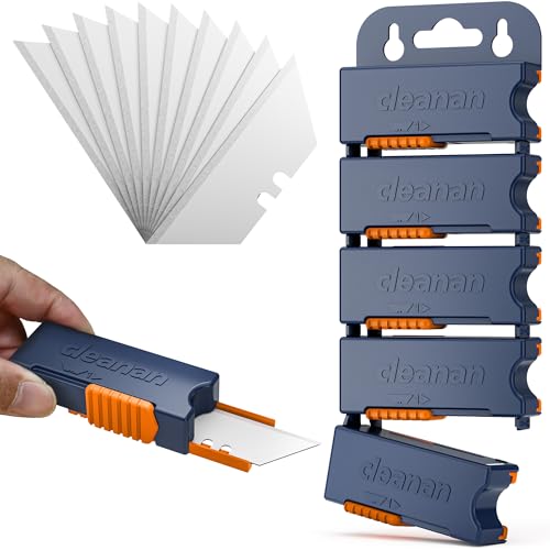 100Pcs Utility Knife Blades with 5-Piece Separable Dispensers, SK5 Heavy Duty Box Cutter Blades Refills - Fits Standard Retractable Knives for Cutting Cardboard, Carpet, Drywall & DIY