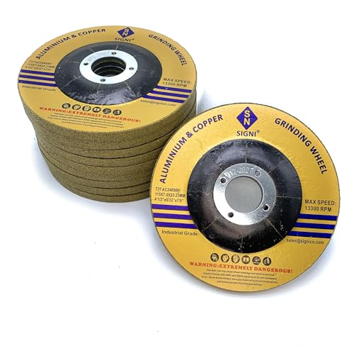 Signi Aluminum Grinding Wheel 4 1/2 for Aluminum Copper Non-Ferrous 10 Pack (Not Load While Grinding) - size: 4-1/2" x 9/32" x 7/8"