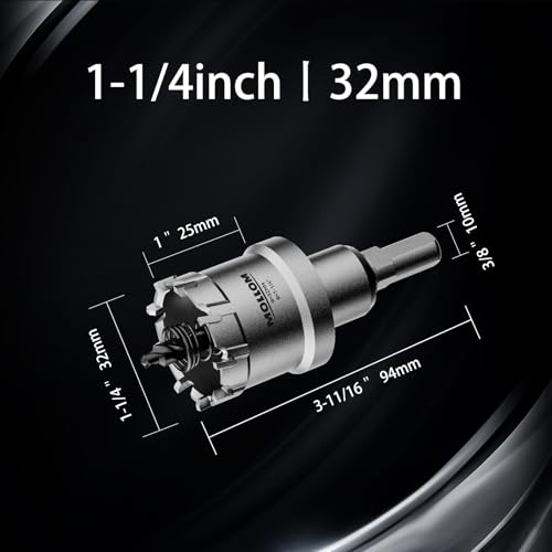 Mollom 1-1/4" (32mm) 2Pcs Heavy Duty Carbide Hole Saw with 3 Pilot bit - size: 32mm | 1-1/4" - 2PCS