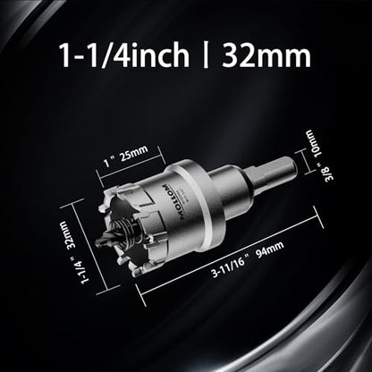 Mollom 1-1/4" (32mm) 2Pcs Heavy Duty Carbide Hole Saw with 3 Pilot bit - size: 32mm | 1-1/4" - 2PCS