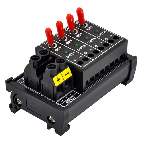 DC 4 Channel Toggle Switch Power Distribution Module, DIN Rail Mount