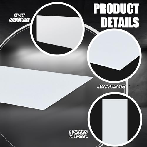 Threehoney 1 Pcs 1/4" Thick 12 x 36 Inch White HDPE Plastic Sheet - color: White, size: 12 x 36 Inch